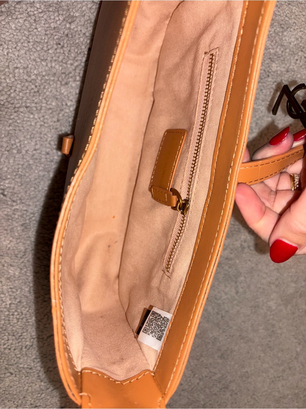 Tan Leather Shoulder Bag with Logo - Picture 5 of 6